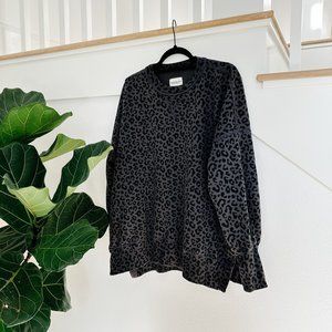Abercrombie & Fitch Tunic Crewneck Sweatshirt Black Leopard XL